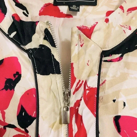 ELEMENTZ | Vibrant Floral Print Blazer 3/4 Sleeves Zipper Front Size XL - Picture 4 of 7